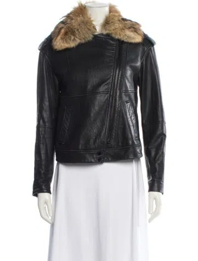 Pre-owned Vince Leather Biker Jacket In Black