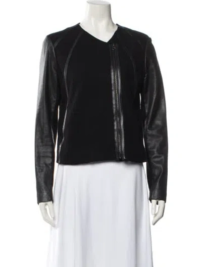 Pre-owned Vince Leather Biker Jacket In Black