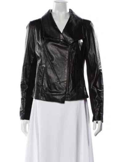 Pre-owned Vince Leather Biker Jacket In Black