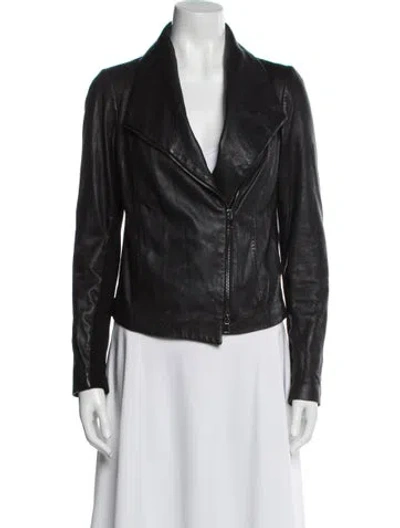 Pre-owned Vince Leather Biker Jacket In Black