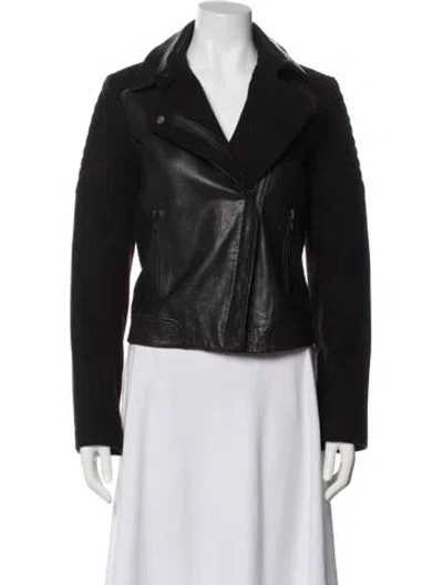 Pre-owned Vince Leather Biker Jacket In Black