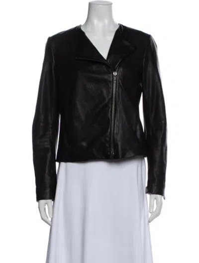 Pre-owned Vince Leather Biker Jacket In Black