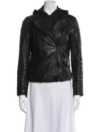 Pre-owned Vince Leather Biker Jacket In Black