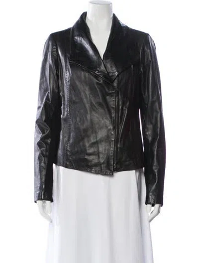 Pre-owned Vince Leather Biker Jacket In Black