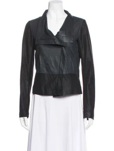 Pre-owned Vince Leather Biker Jacket In Black