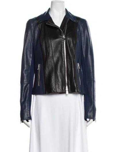 Pre-owned Vince Leather Biker Jacket In Black