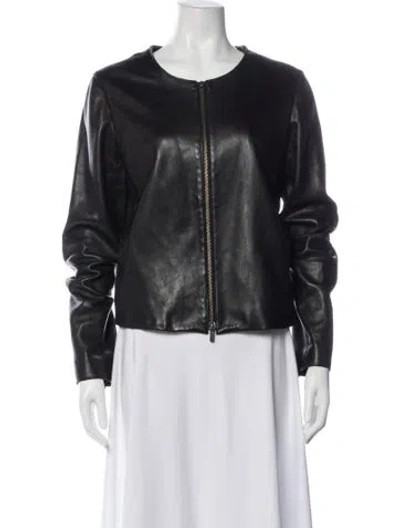 Pre-owned Vince Leather Biker Jacket In Black