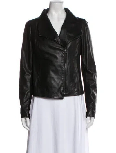 Pre-owned Vince Leather Biker Jacket In Black