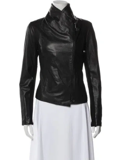 Pre-owned Vince Leather Biker Jacket In Black