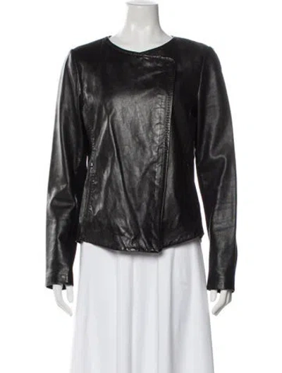 Pre-owned Vince Leather Biker Jacket In Black