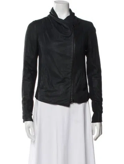 Pre-owned Vince Leather Biker Jacket In Black