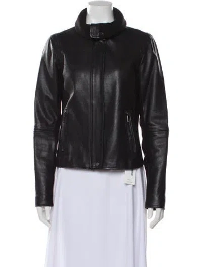 Pre-owned Vince Leather Biker Jacket In Black