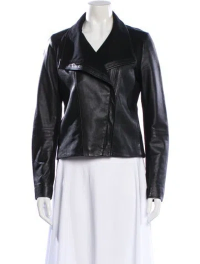 Pre-owned Vince Leather Biker Jacket In Black