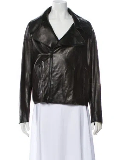 Pre-owned Vince Leather Biker Jacket In Black