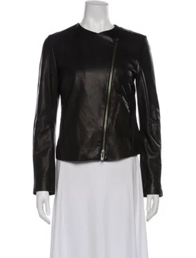 Pre-owned Vince Leather Biker Jacket In Black