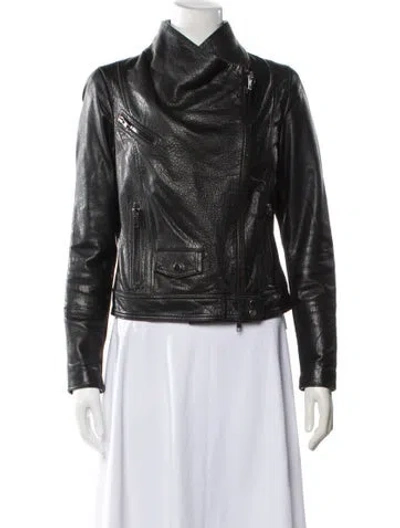 Pre-owned Vince Leather Biker Jacket In Black