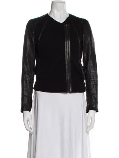 Pre-owned Vince Leather Biker Jacket In Black