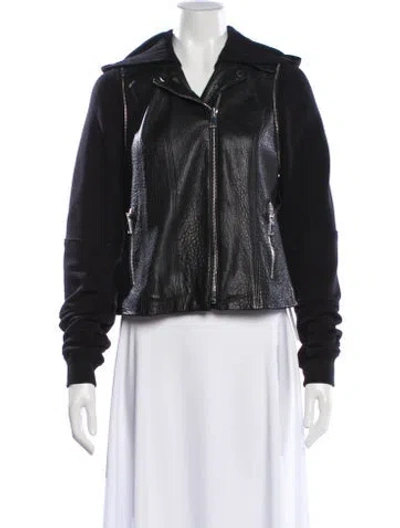 Pre-owned Vince Leather Biker Jacket In Black