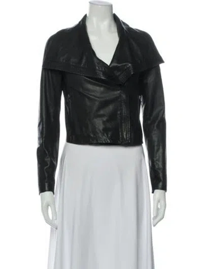 Pre-owned Vince Leather Biker Jacket In Black