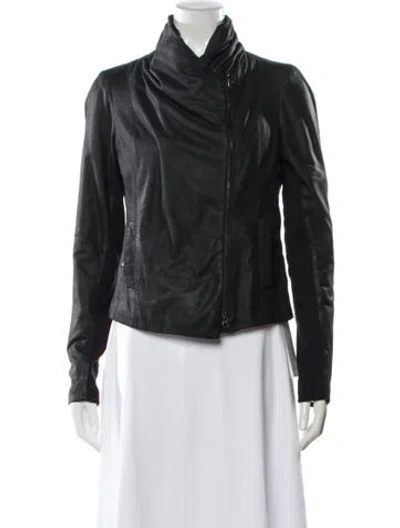 Pre-owned Vince Leather Biker Jacket In Black