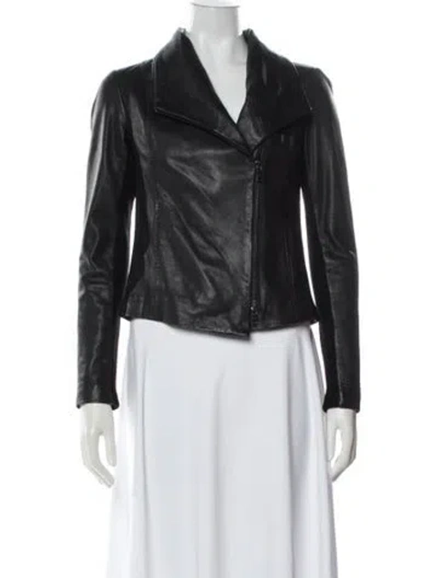 Pre-owned Vince Leather Biker Jacket In Black