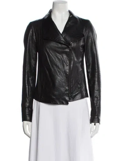 Pre-owned Vince Leather Biker Jacket In Black