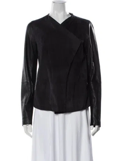 Pre-owned Vince Leather Biker Jacket In Black