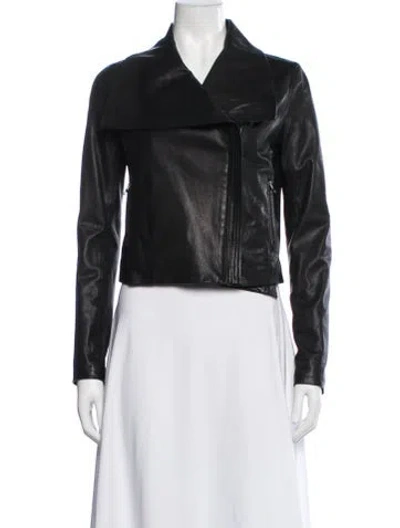 Pre-owned Vince Leather Biker Jacket In Black