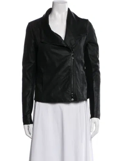 Pre-owned Vince Leather Biker Jacket In Black