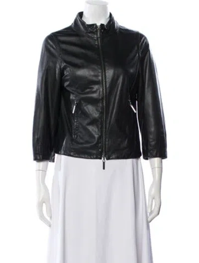 Pre-owned Vince Leather Biker Jacket In Black
