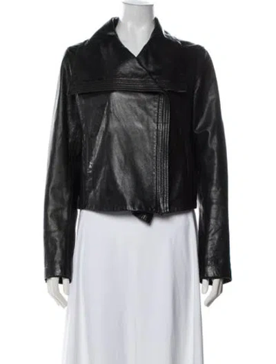 Pre-owned Vince Leather Biker Jacket In Black