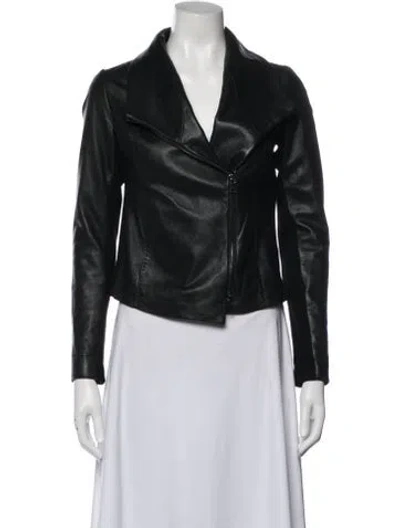 Pre-owned Vince Leather Biker Jacket In Black