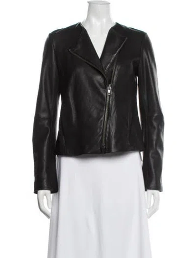 Pre-owned Vince Leather Biker Jacket In Black