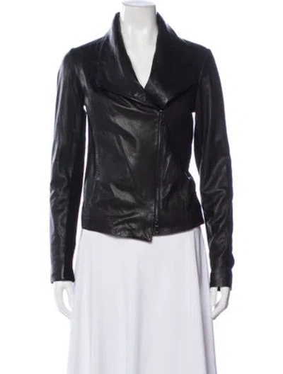 Pre-owned Vince Leather Biker Jacket In Black