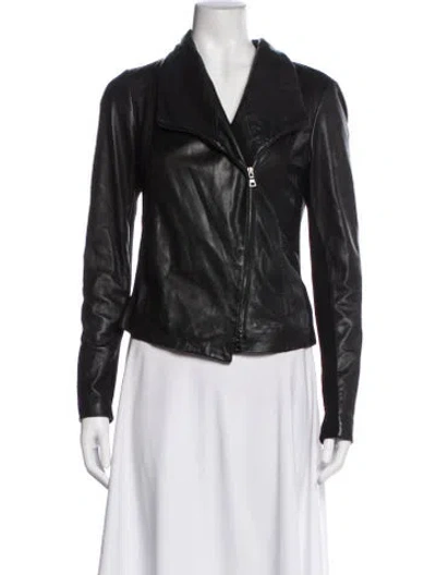 Pre-owned Vince Leather Biker Jacket In Black