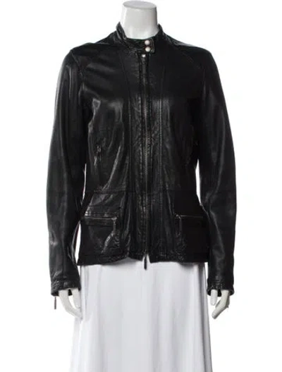 Pre-owned Vince Leather Biker Jacket In Black