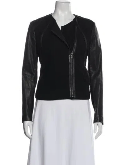 Pre-owned Vince Leather Biker Jacket In Black