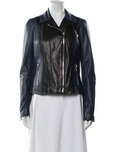 Pre-owned Vince Leather Biker Jacket In Black