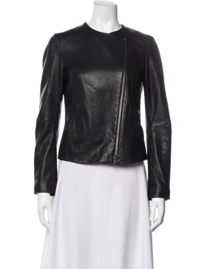 Pre-owned Vince Leather Biker Jacket In Black