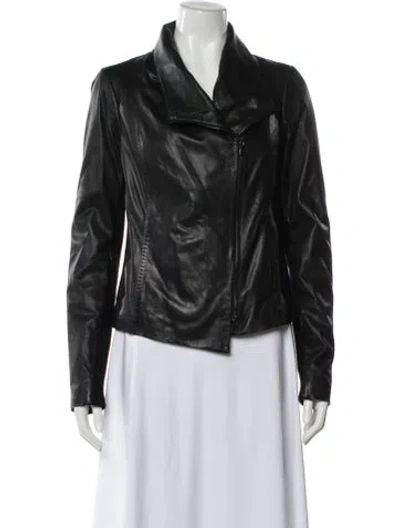 Pre-owned Vince Leather Biker Jacket In Black