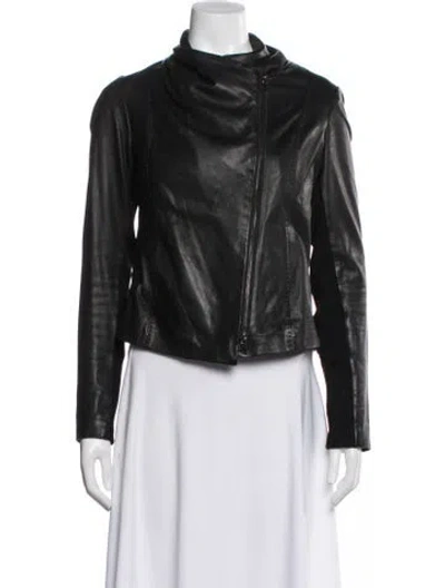 Pre-owned Vince Leather Biker Jacket In Black
