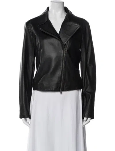 Pre-owned Vince Leather Biker Jacket In Black