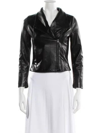 Pre-owned Vince Leather Biker Jacket In Black
