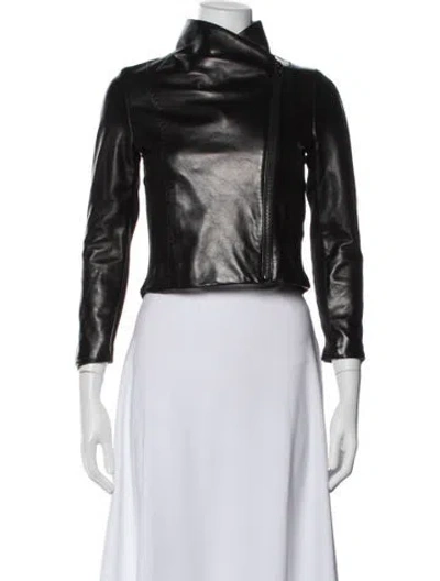 Pre-owned Vince Leather Biker Jacket In Black