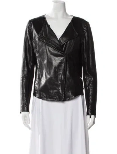 Pre-owned Vince Leather Biker Jacket In Black