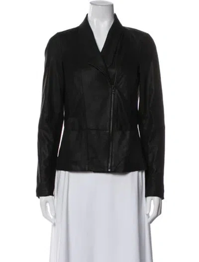 Pre-owned Vince Leather Biker Jacket In Black