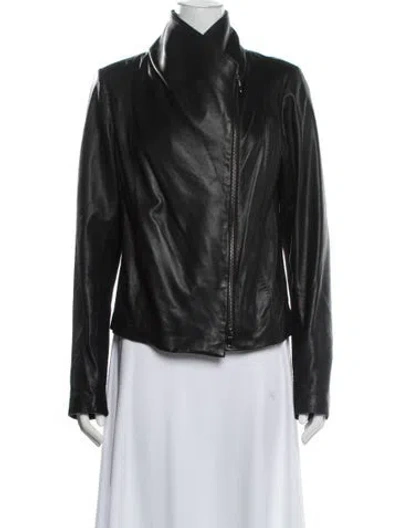 Pre-owned Vince Leather Biker Jacket In Black