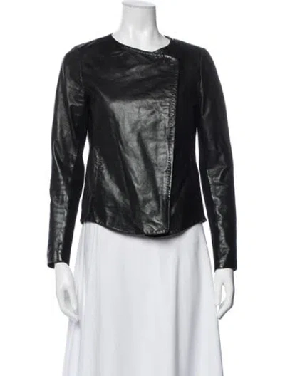 Pre-owned Vince Leather Biker Jacket In Black