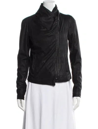 Pre-owned Vince Leather Biker Jacket In Black