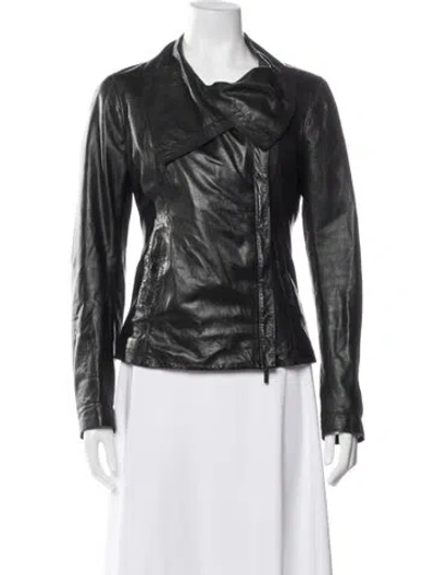 Pre-owned Vince Leather Biker Jacket In Black